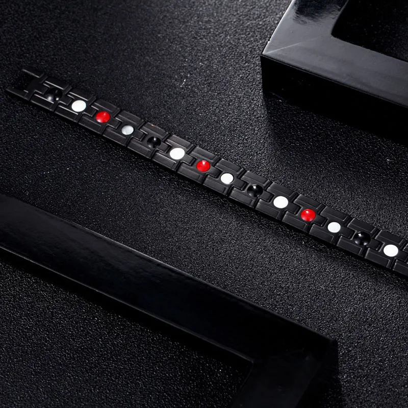 Черный магнитный браслет для мужчин из титановой нержавеющей стали