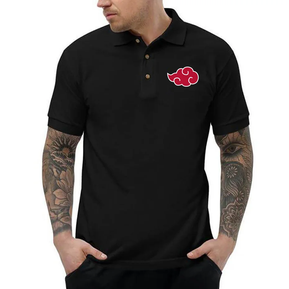 

Japanese Anime Manga Akatsuki Cloud Symbols Polo Shirt Men Fashion Pullover Polo Shirts Streetwear Itachi Tops 2022 Summer Shirt