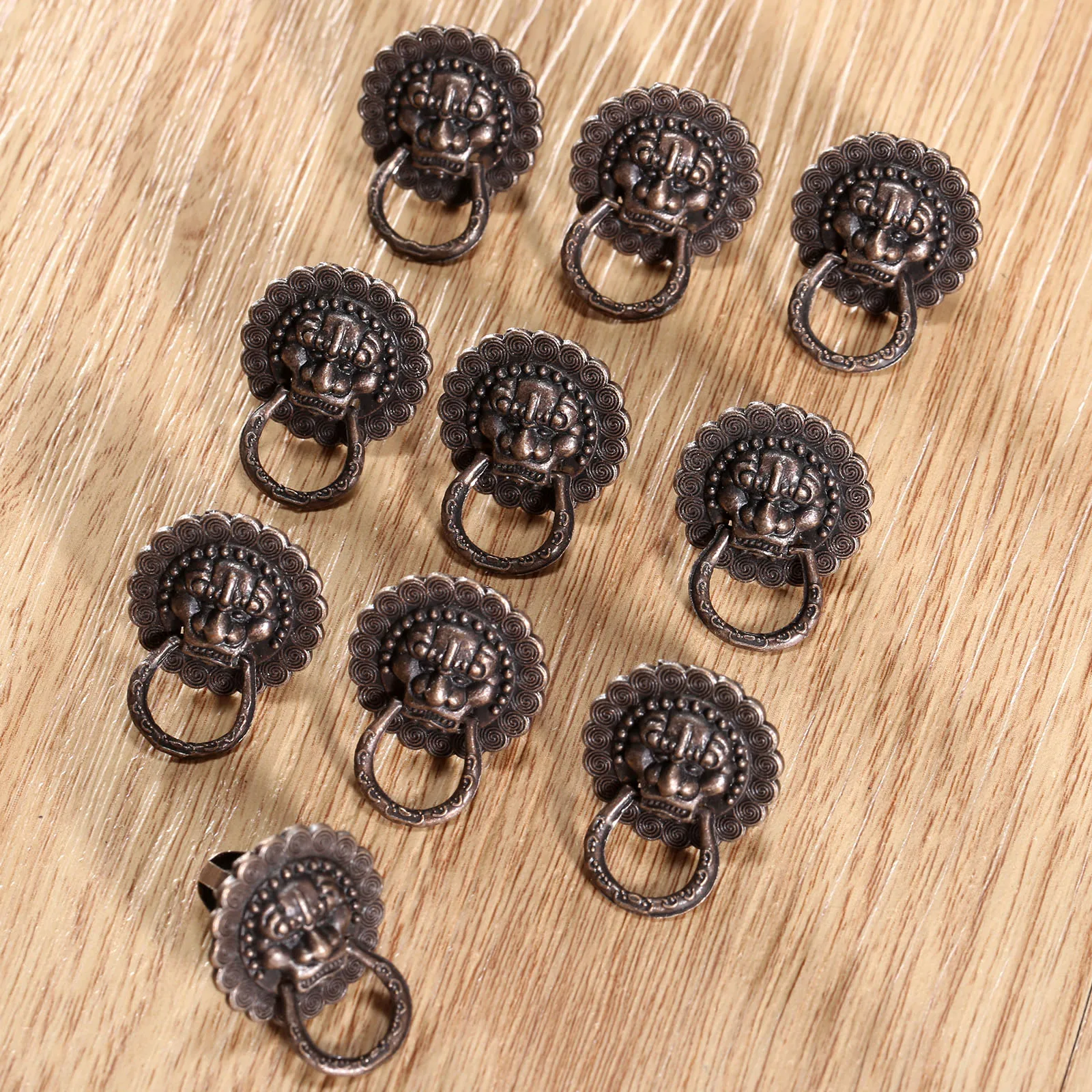 

24x19mm Antique Brass Furniture Cabinet Knobs and Handles Vintage Bronze Door Ring Knob Jewelry Wooden Box Pull Handles 10x
