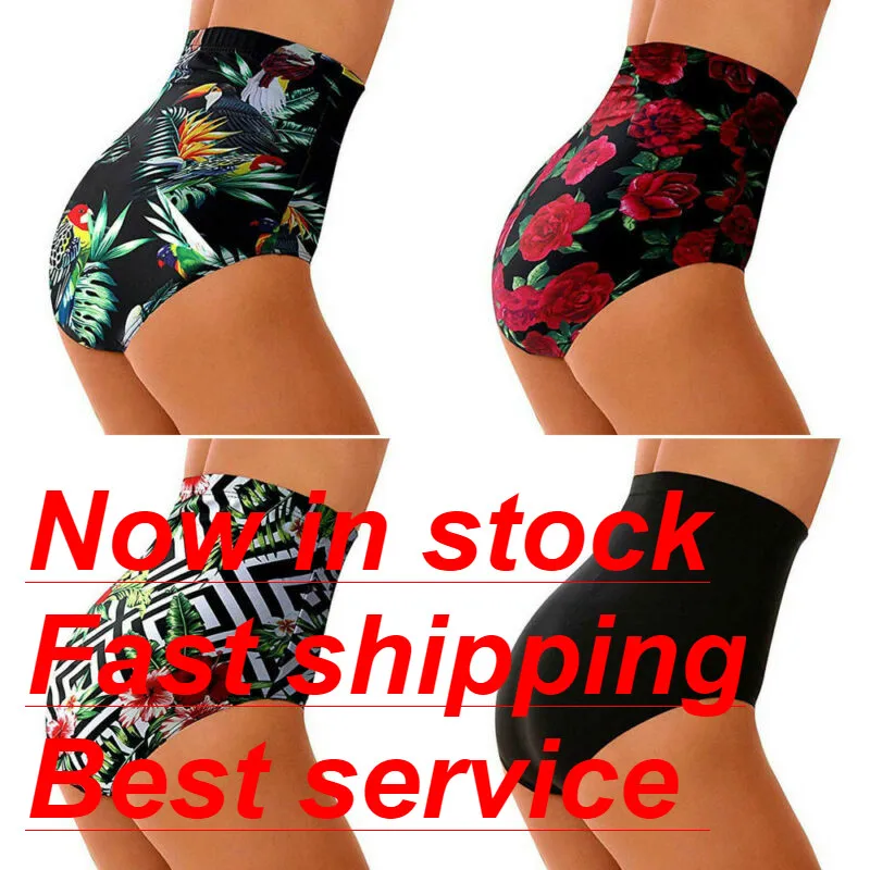 Для женщин с высокой талией в стиле ретро Плавание костюм Плавки бикини животик