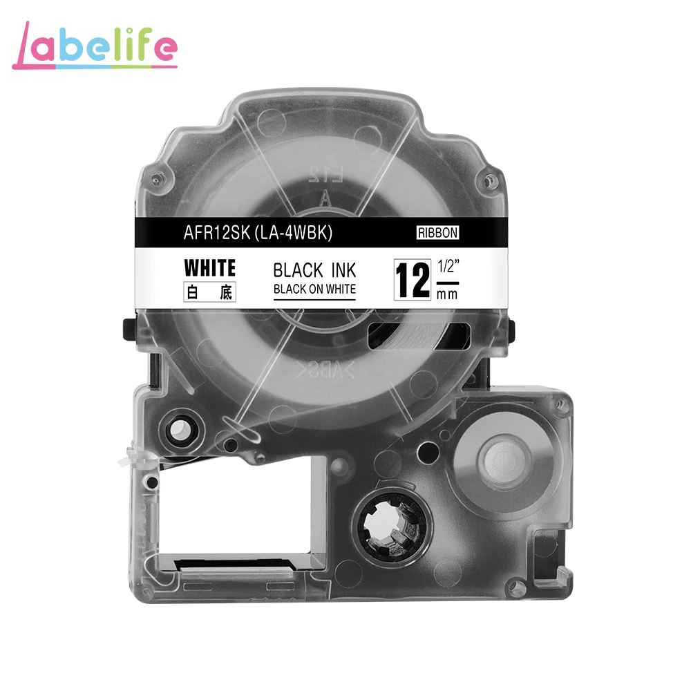 Labelife 1 шт. 12 мм KingJim LA-4LBK совместимый SFR12PK SFR12ZK для Epson/Kingjim принтер этикеток для букета, подарка, свадьбы - Цвет: Black on White