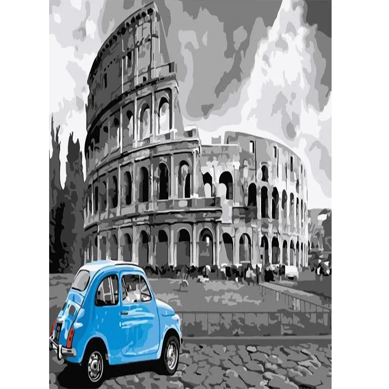 

Unframed DIY Painting By Numbers Landscape Car Kit Acrylic Paint On Canvas Modern Wall Art Picture By Numbers For Living Room