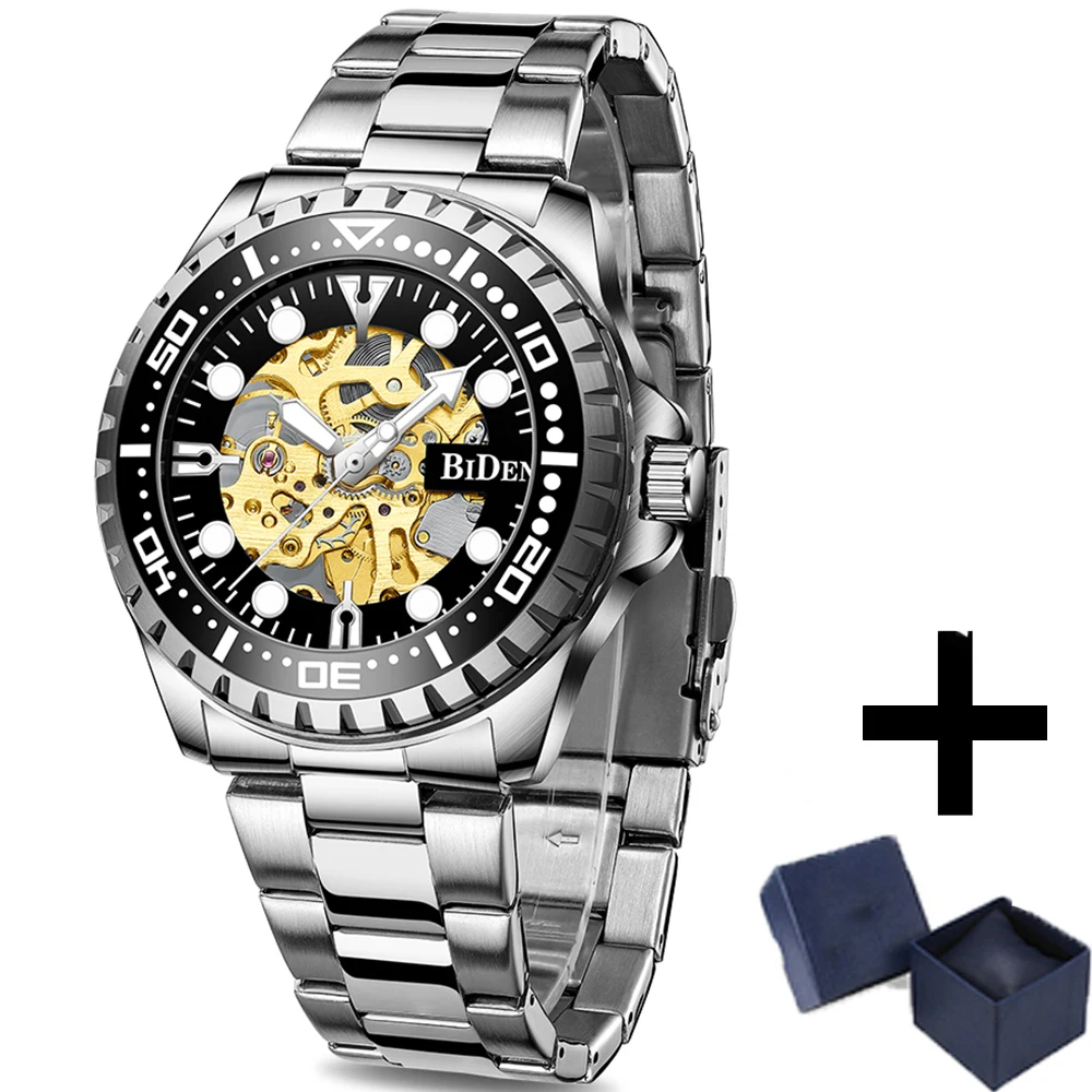 

2021 Top Brand Fashion Hollow Men Watches Quality Automatic Date Waterproof Mechanical Watch Dress Tourbillon Clock Dropshipping