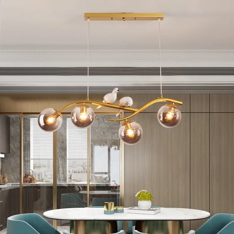 

Nordic Brief Glass Ball Pendant Light for Loft Dining Room Lights Luminaire Postmodern Bedroom Restaurant Branch Lamp WF1114