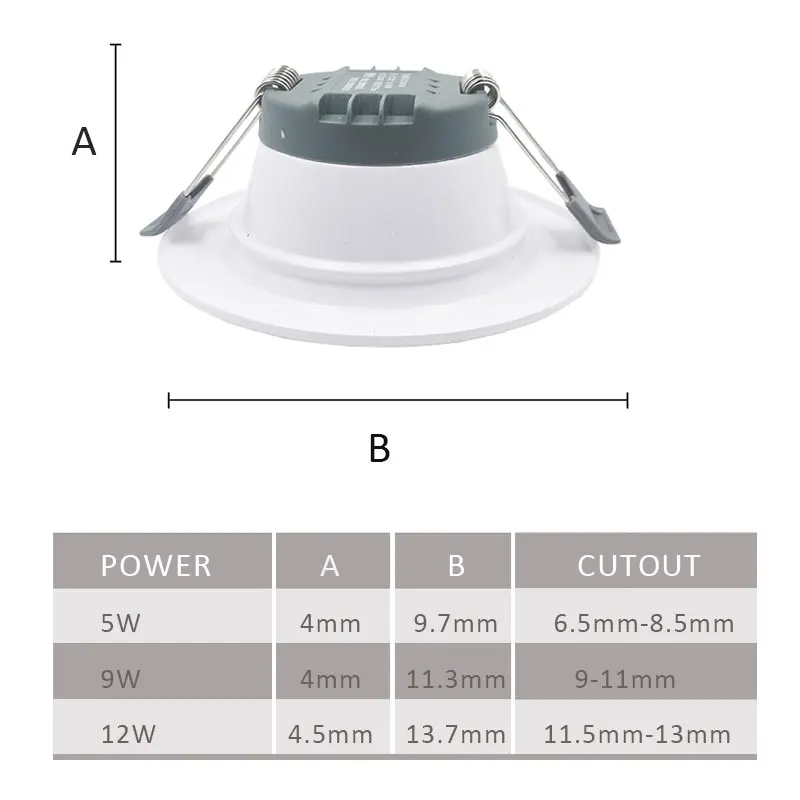 Светодиодный светильник без водителя встраиваемый SMD 9 Вт 12 белый черный AC220V