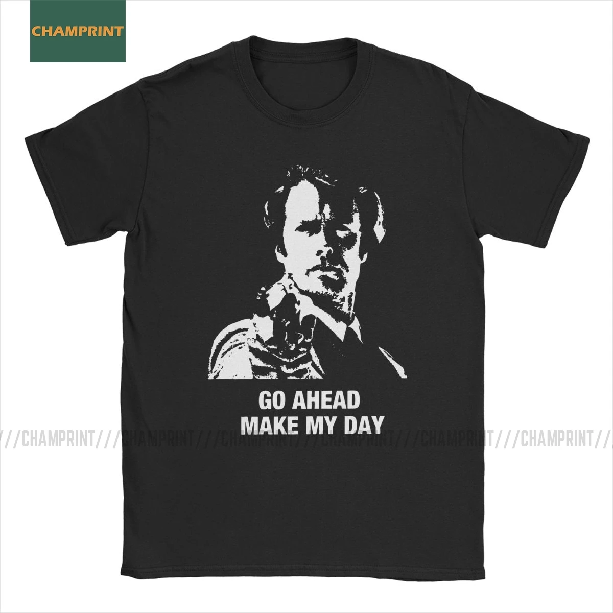 Go Ahead Make My Day Dirty Harry Clint Eastwood T-Shirts Men Make My Day Cotton Tees Short Sleeve T Shirts 6XL Tops