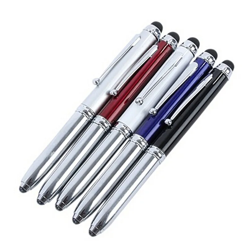

Novelty 3 In 1 Touch Screen Stylus Ballpoint Pen With LED Flash Light For iPad Iphone School Writing Pens
