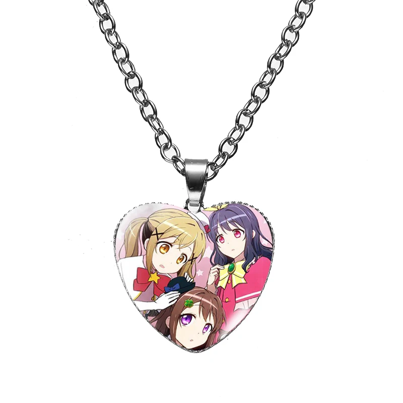 BanG Dream аниме ожерелье в форме сердца Toyama Kasumi рисунок из мультфильма подвески цепи