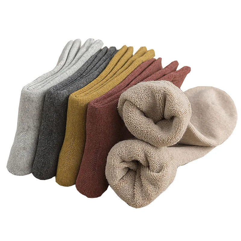 Мужские зимние толстые теплые носки без пятки одноцветные флисовые хлопковые