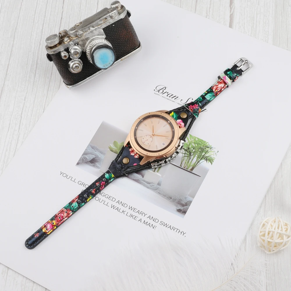 2020 New Women Leather Band for Samsung Galaxy Watch 42mm Fashion Leisure Genuine Leather Strap for Active 2 40mm 44mm