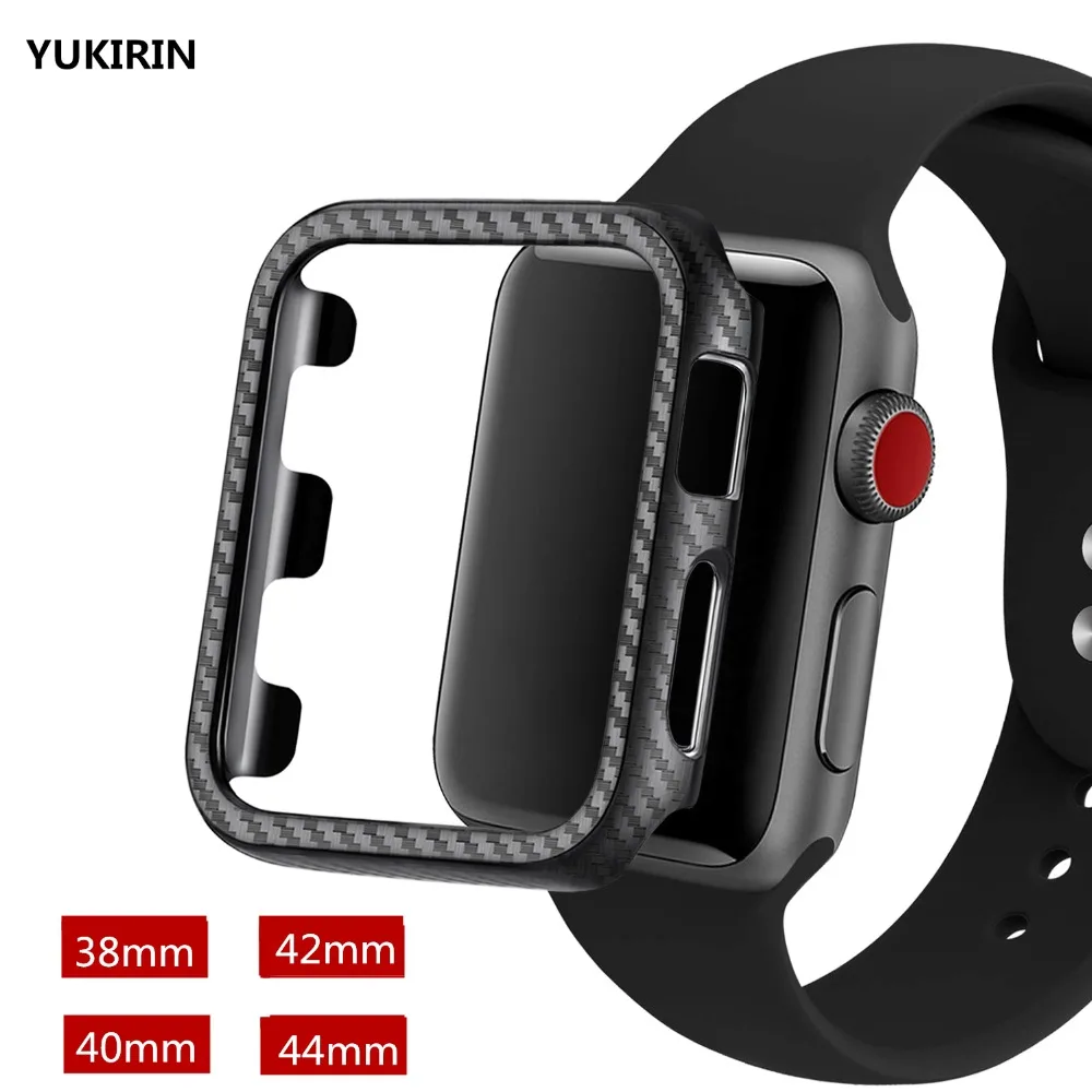 

Ультратонкий чехол YUKIRIN из углеродного волокна, защитная рамка для Apple Watch Series 6 5 4 3 2 1 iWatch SE, чехол 38 40 42 44 мм
