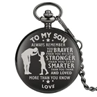 Мужские часы с гравировкой To MY SON', черные карманные часы с римским номером, Уникальные Кварцевые часы с цепочкой, подарок на день рождения, Рождество