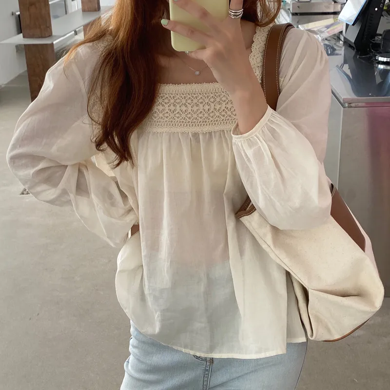 

2020 New Arrivals Lace Loose Sunscreen Summer Shirt for Ladies Puff Full Sleeve Female Blouses Fashion Elegant Women's Tops