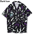 Рубашка мужская оверсайз с принтом Dark Icon, с молнией, в стиле хип-хоп, свободная блузка с длинным рукавом в стиле Харадзюку, лето 2020