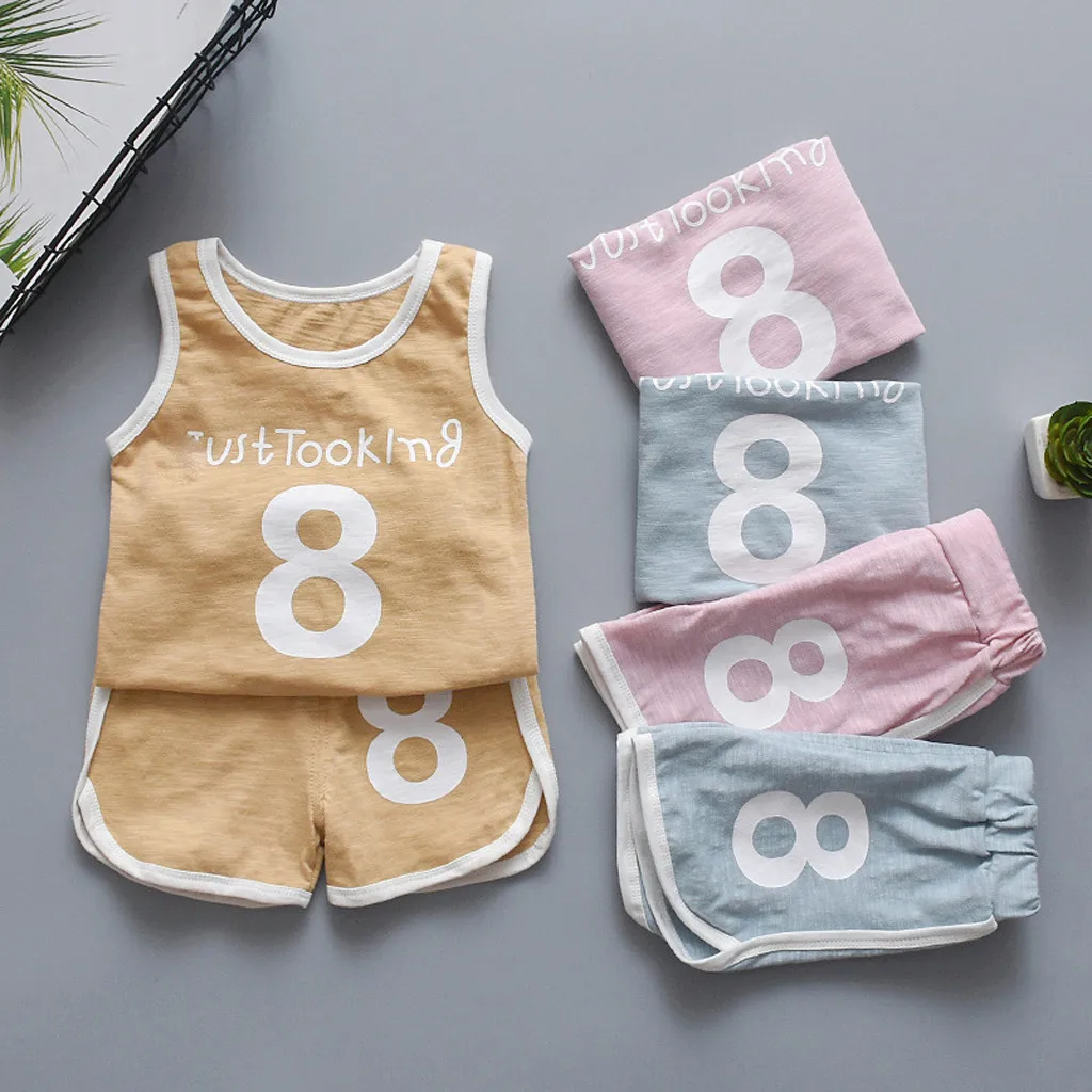 Летняя одежда для маленьких мальчиков и девочек 2020 спортивный костюм Топы с