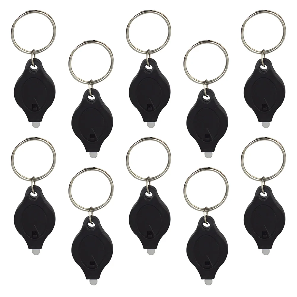 

10pcs LED Keychain Flashlight Ultra Bright Key Ring Mini Light Torch for Purse Bag Car Key (Black Shell White Light)