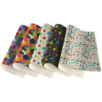 litchi pu leatherette colorful rainbow pattern printed for making wallets earrings hair accessories 30x136cm