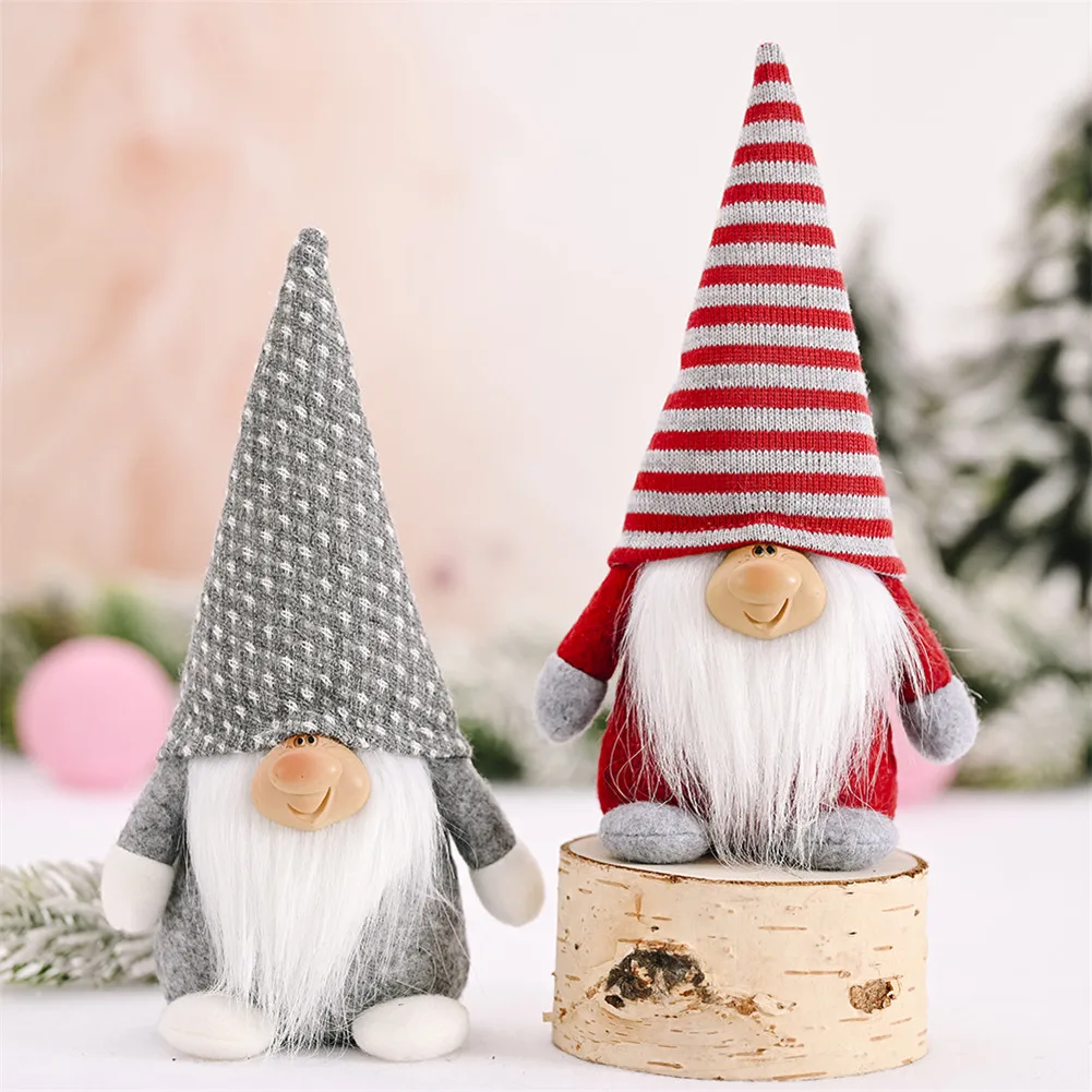 

2PCS/SET 22X10cm Christmas Santa Gnome Plush Doll Swedish Gnomes Tomte Ornaments For Christmas Tree Decoration Beneficial