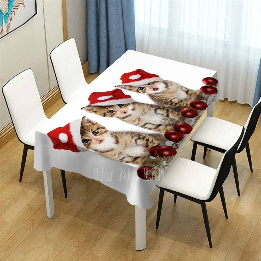 

Счастливого Рождества, кошка, животное, дизайн, Taablecloth Dinning Decor