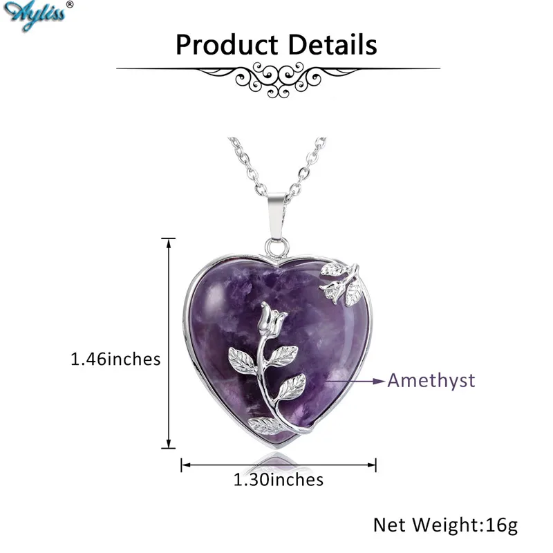 Ayliss Bulk Price Natural Stone Pink Quartz Gem Heart Pendant Necklace Jewelry 20&quotinches For Mother's Day Birthday Gift | Украшения