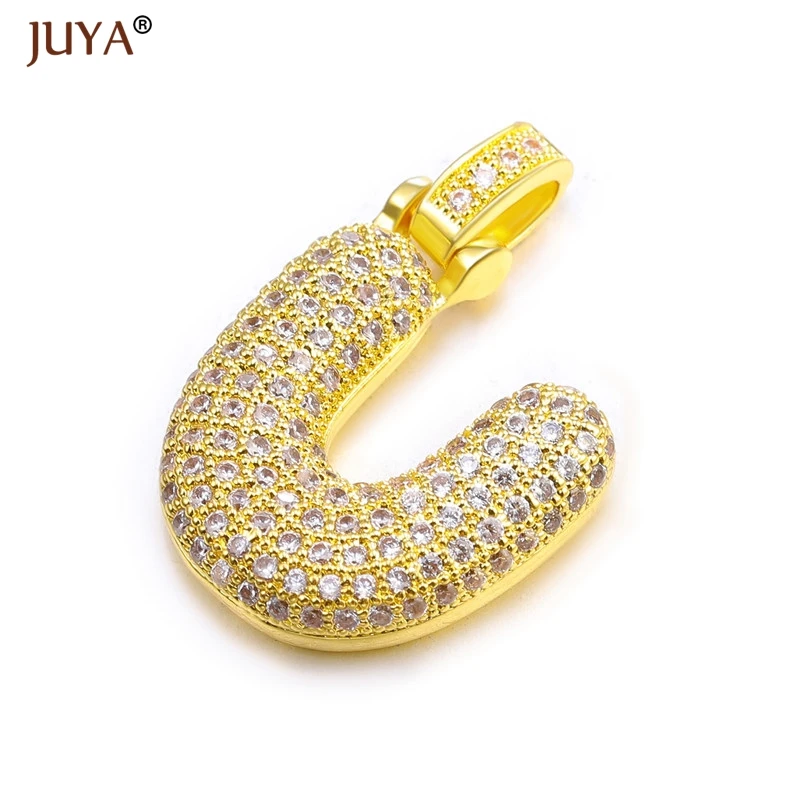 Juya Роскошные AAA циркониевые Стразы буквы 26 алфавит DIY начальный Шарм для женские ювелирные изделия, кулон аксессуары для изготовления