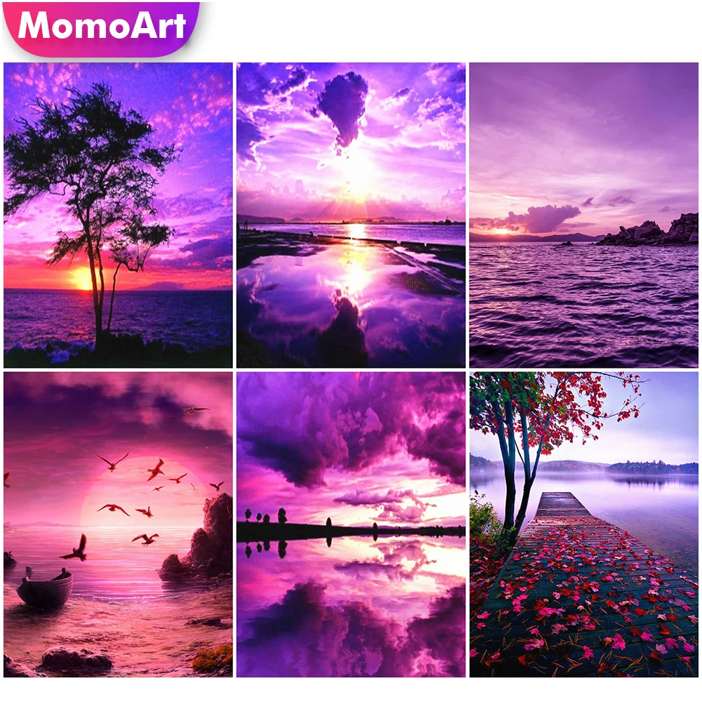 

MomoArt Diamond Painting Landscape Full Square Drill Diamond Mosaic Sunset DIY Picture Of Rhinestones Embroidery 5D Wall Art