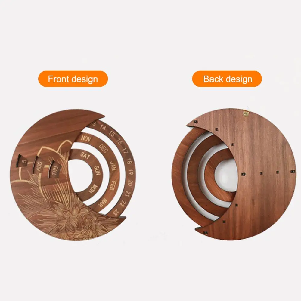 Деревянный Круглый вечный календарь креативный деревянный настенный настенные