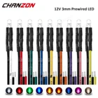 Светодиодные диоды, 20 шт., 3 мм, 12 В, теплый белый, красный, зеленый, синий, желтый, оранжевый, УФ, фиолетовый, розовый, Предварительно Проводные, 5, 9, 12 В, светоизлучающие индикаторы