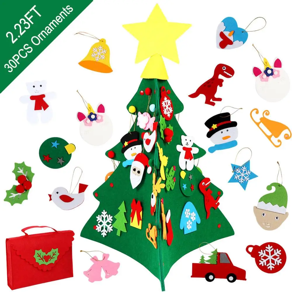 3D Tree Теплая фетровая Рождественская елка с украшениями, новогодние игрушки для малышей, сделай сам, искусственные елки, рождественские украшения для дома - Цвет: 3D Tree