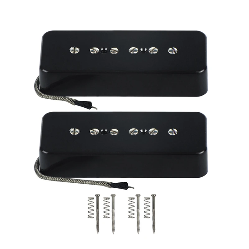 Set of Neck Bridge Soap Bar P90 Pickup Alnico 5 Electric Guitar Single Coil Parts Black | Спорт и развлечения