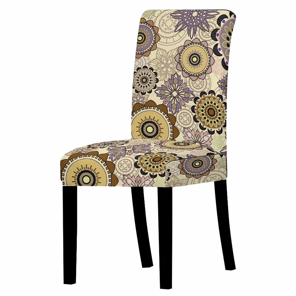 Чехол для стула в богемном стиле с цветочным принтом растягивающийся спандекс