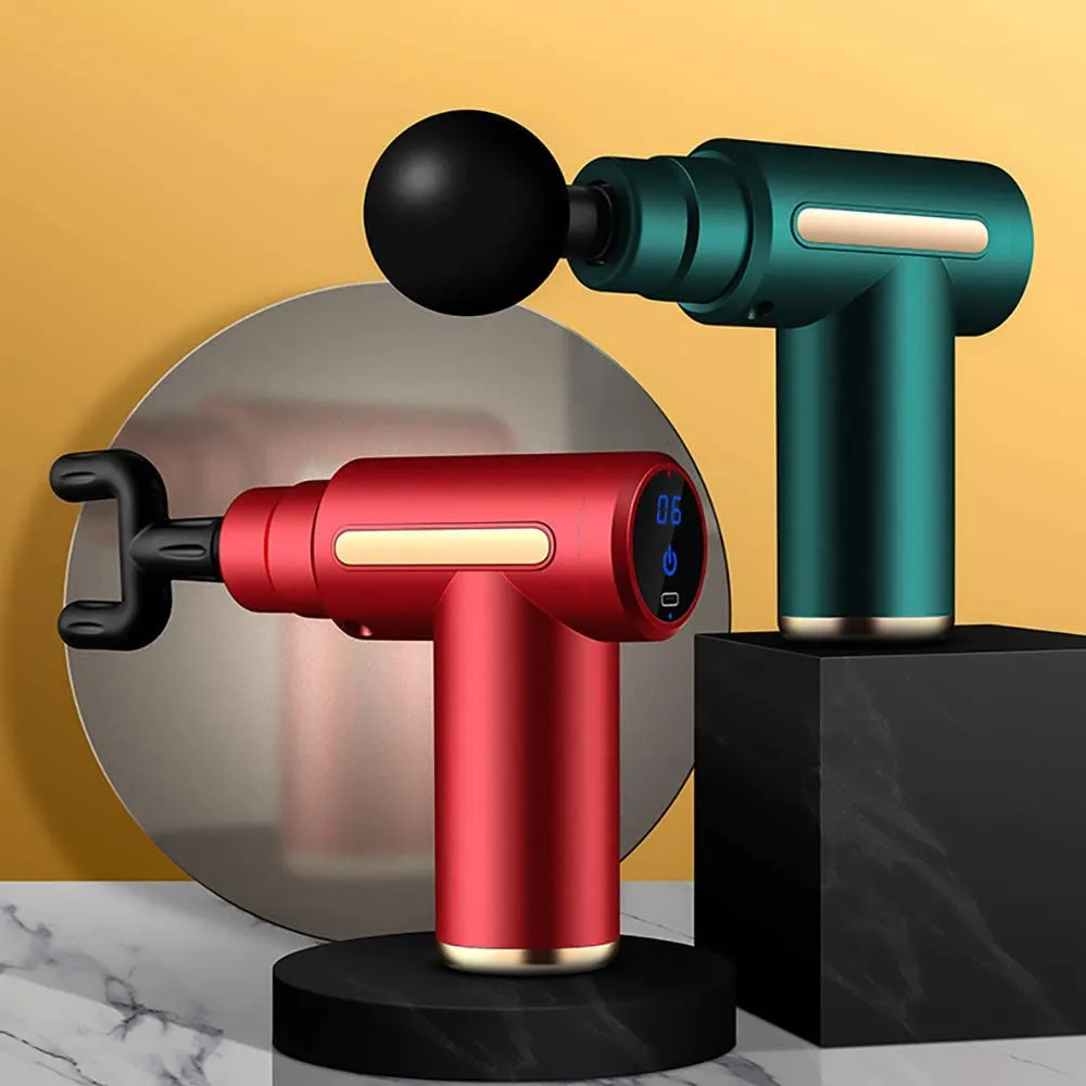 

Mini Muscle Massage Gun 4 Heads Small Training Equipment Deep Pain Therapy Relaxation Fascia And Body Pain Relief D86935