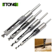 4pcs hss twist drill bits square auger mortising chisel drill set square hole woodworking drill tools kit set extended sawtp 021