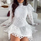 Женское кружевное мини-платье, летнее короткое платье белого цвета с вырезами и длинным рукавом, Y2k