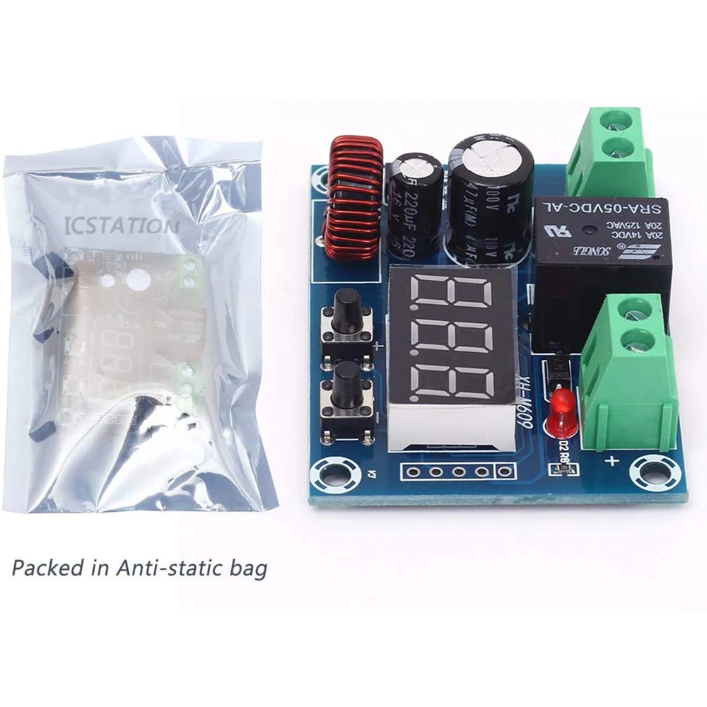 XH-M609 Low Voltage Disconnect Switch Cut Off 12.6V 13.8V 24V 36V LED Display Delay Over-Discharge Protect for 12-36V Lithium