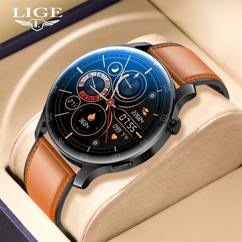 

LIGE Smartwatch Men Heart Rate Blood Pressure 1.28'' Full Touch Sleep Monitoring IP67 Waterproof Men Smart Watch For Android IOS