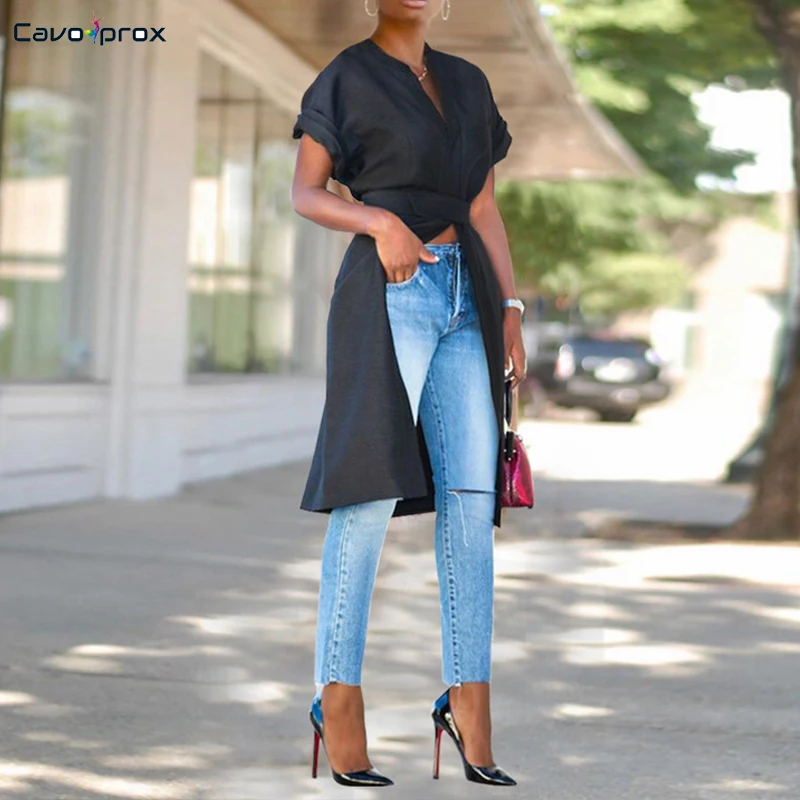 Women Short Sleeve Stand Collar Solid Blouse Casual Street Wear Fashion New Trends Summer Slim Fit Wrap Belt Shirts |