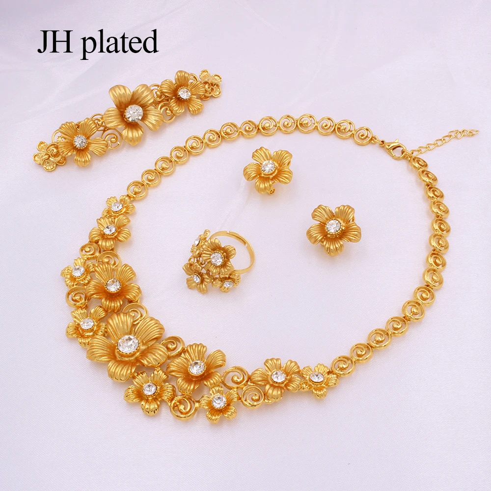 Изысканные Ювелирные наборы из Дубая для женщин вечерние ожерелье серьги