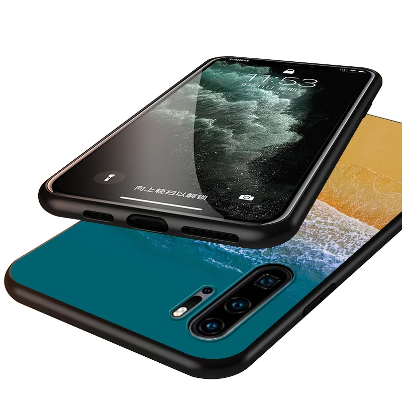 

Ocean Beach Black Cover For Huawei P40 P30 P20 P10 P9 P8 Lite E 5G 2017 2019 Pro Plus Phone Case