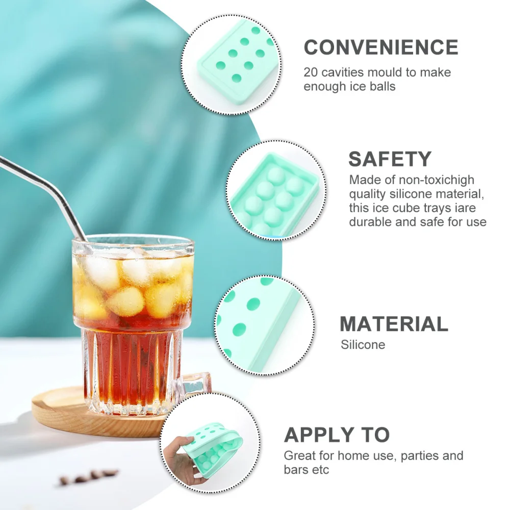 

20 Cavities Silicone Round Ice Cube Maker Round Maker Trays Chocolate Mold Mould Maker for Kitchen Bar Party Drinks (Green)