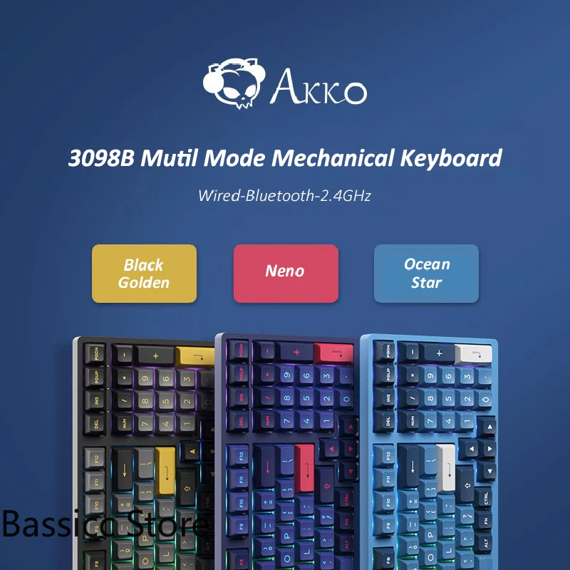 

New AKKO 3098B Multi-Mode Mechanical Gaming Keyboard Hot Swappable CS Switch PBT ASA Double Shot Keycaps