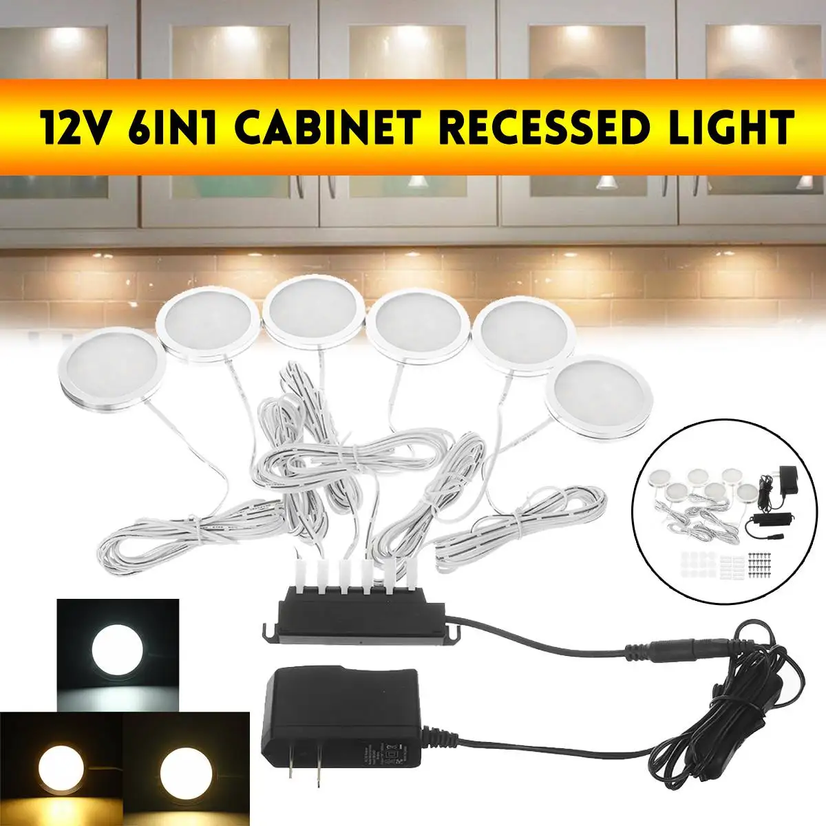 

6pcs/set 12V 5W LED Under Cabinet Lights Adjustable Push Button Showcase Lamp For Stairs Kitchen Bathroom Wardrobe Night Light