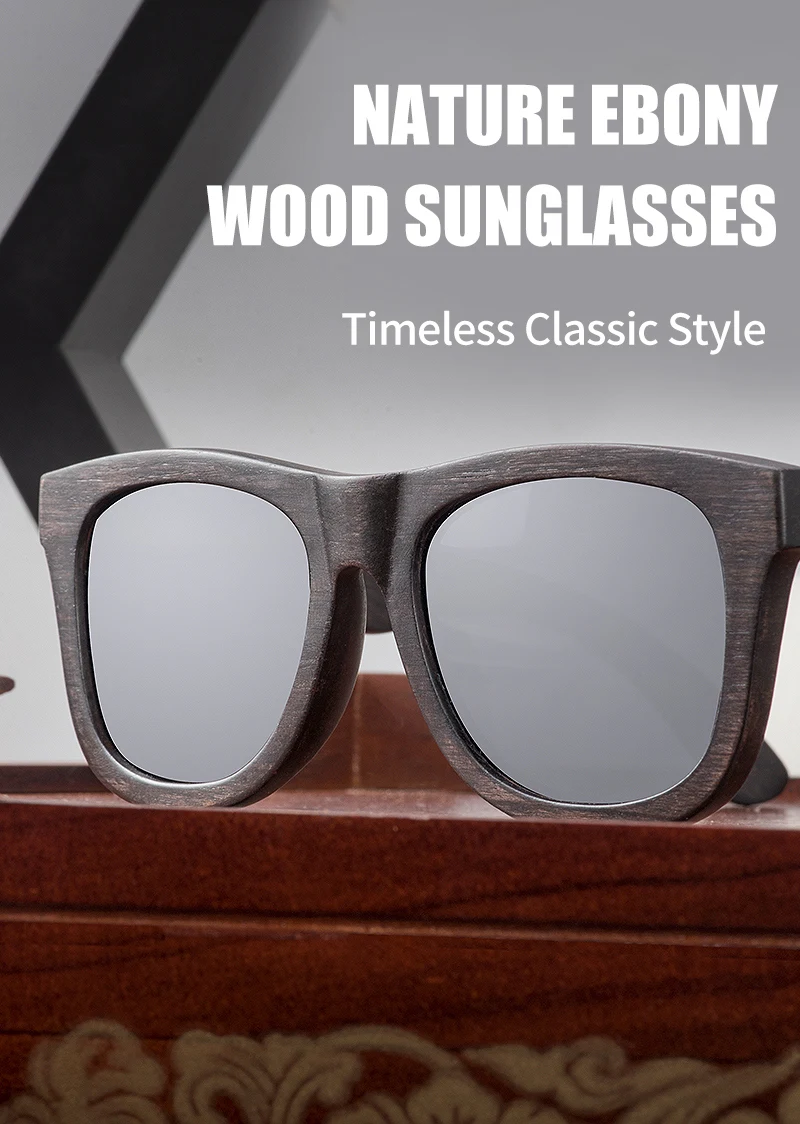 BOBO BIRD Okulary Ebony Wood Солнцезащитные очки поляризованные серые линзы для мужчин и женщин очки с гравировкой дропшиппинг
