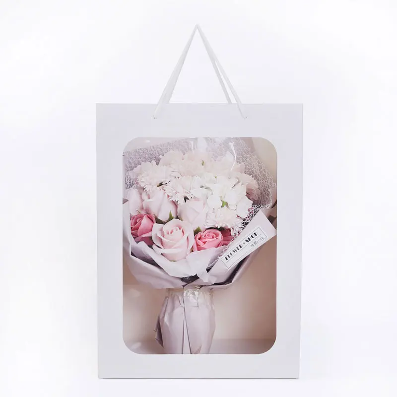 

10pc Transparent portable paper gift bag birthday flower bouquet gift packaging bags Clothes toy Potted plants