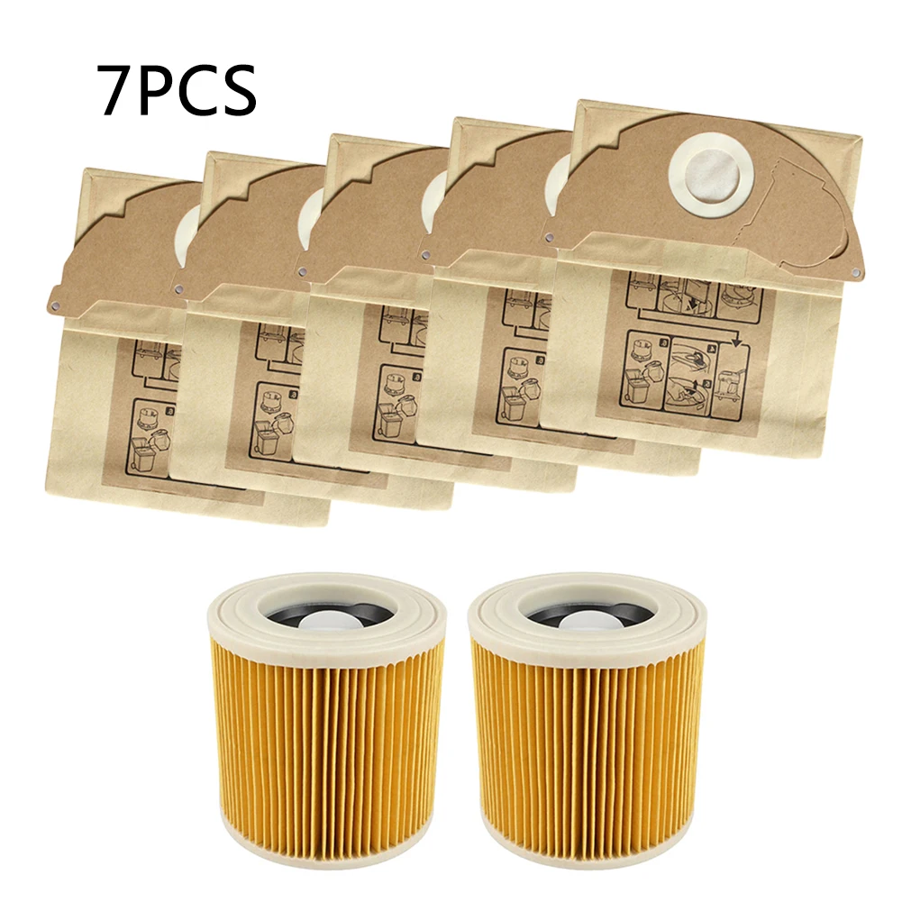 

7Pcs Filter Dust Bag Kit For Karcher WD2250 A2004 A2054 MV2 MV3 WD3 Vacuum Clean Educing Infiltration Of Dust, Pollen