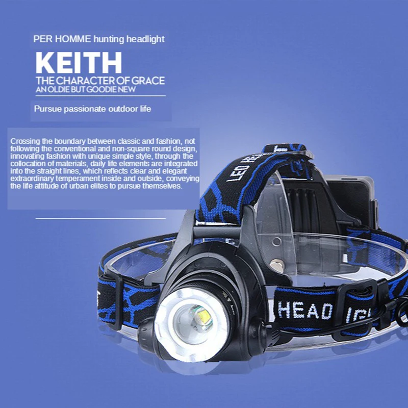 ZHIYU Led Headlamp 2 * 18650 Bettery Super Bright Single Head Lights Fishing Comping T6 Фары Масштабируемые