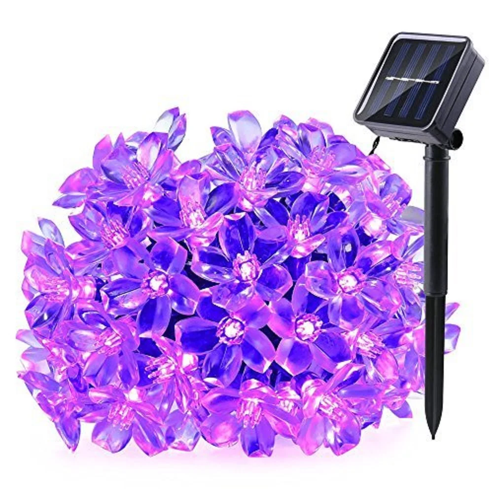 Рождественские украшения 7 метров 50 Led Rgb Ip65 Солнечный садовый струнный светильник цветок вишни Рождественский светильник s наружный декоративный