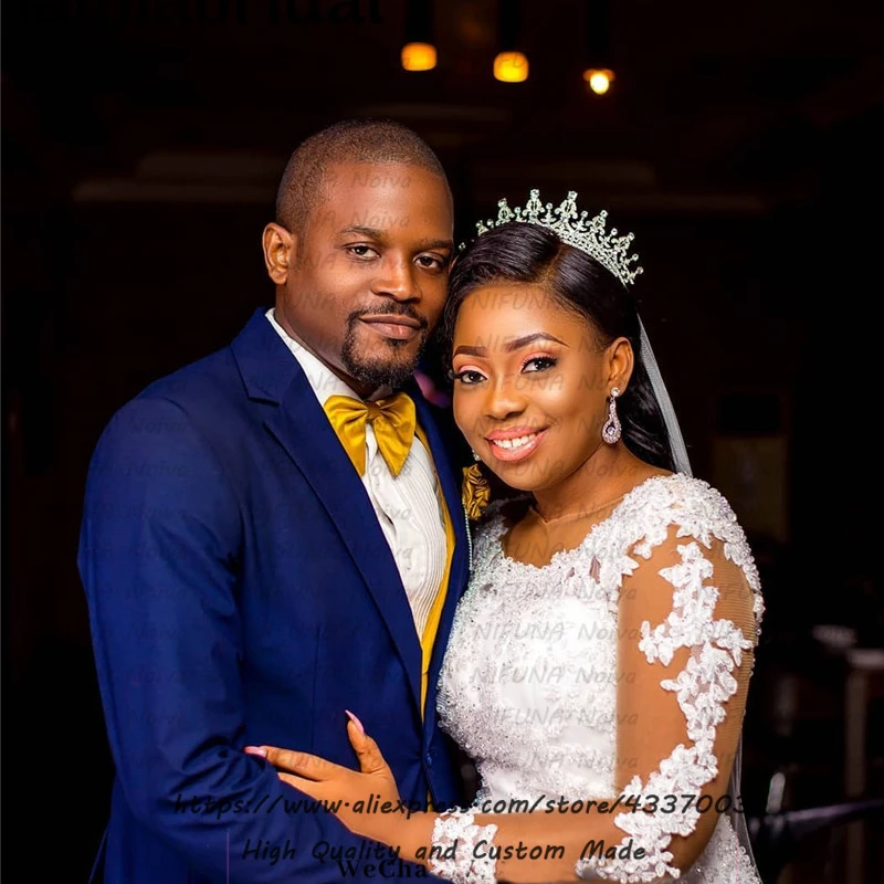 Свадебное платье с длинными рукавами и жемчугом ЮАР кружевное платье-русалка