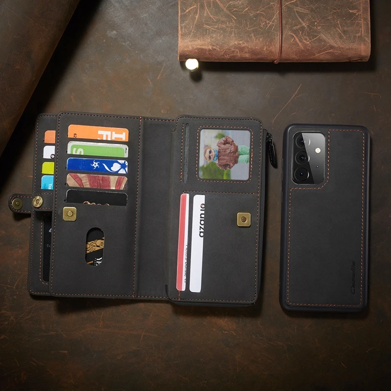 Leather Wallet Case For Samsung Galaxy A72 A 72 Case Multifunction Zipper Cover For Samsung Galaxy A52 5g sm-a526b/ds 6.5' Coque