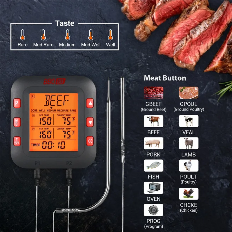 Электронные Термометры Inkbird BG CT2C для барбекю кухонные мяса духовки гриля с